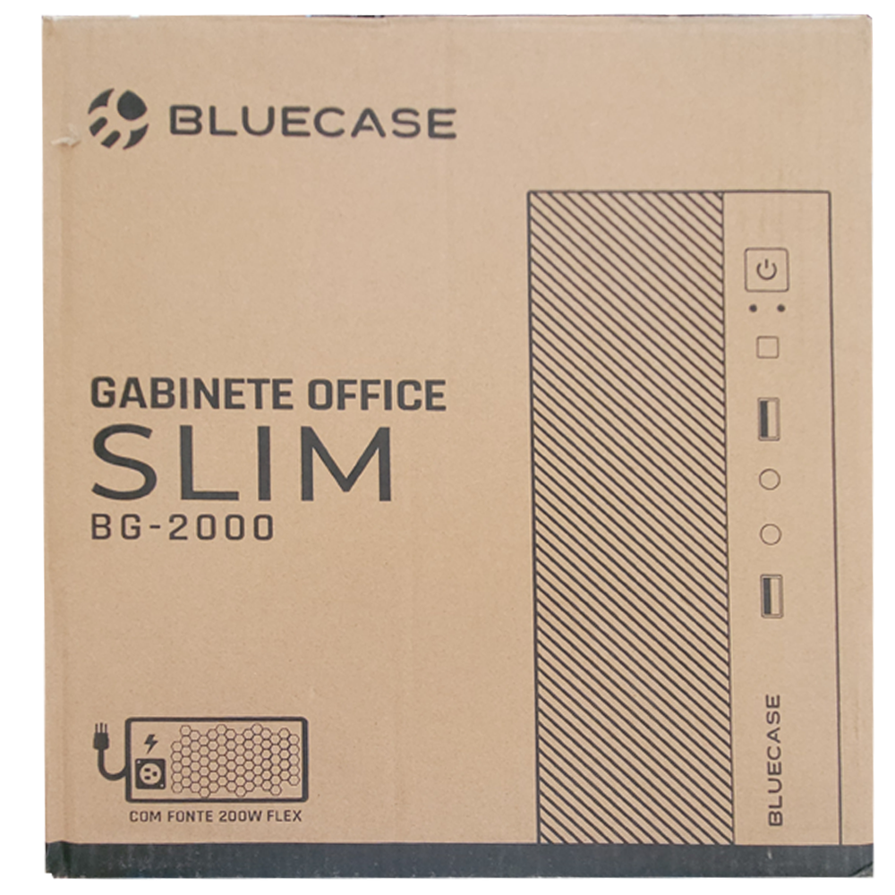 Micro Gabinete ATX Slim Com Fonte 200W BG-2000 PRETO Bluecase- USB / Vertical e Horizontal  / MINI-ITX